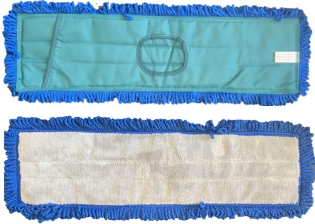Dust Mop w/Fringe Pocket Grey & Blue