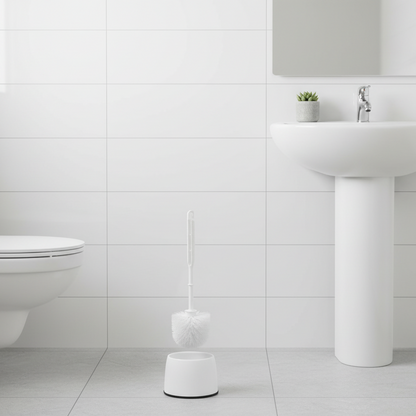 MicroClean Toilet Bowl Brush with Caddy, White